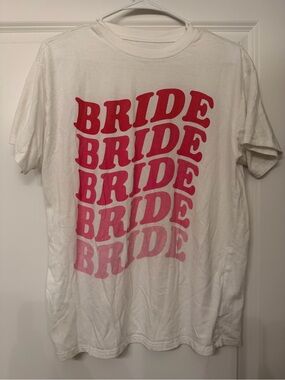 Freeze White T-Shirt with Pink Gradient BRIDE Print